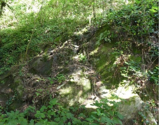 <p>La cascade artificielle qui agrémentait le chemin au bord de l'eau.</p>